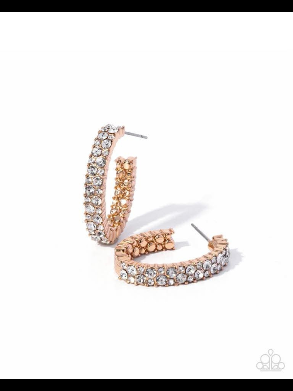 paparazzi Rose Gold Crystal-Studded Hoop Earrings
